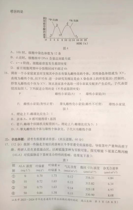 广东省汕头市2024届高三上学期期末考试生物_2024届广东省汕头市高三上学期期末考试
