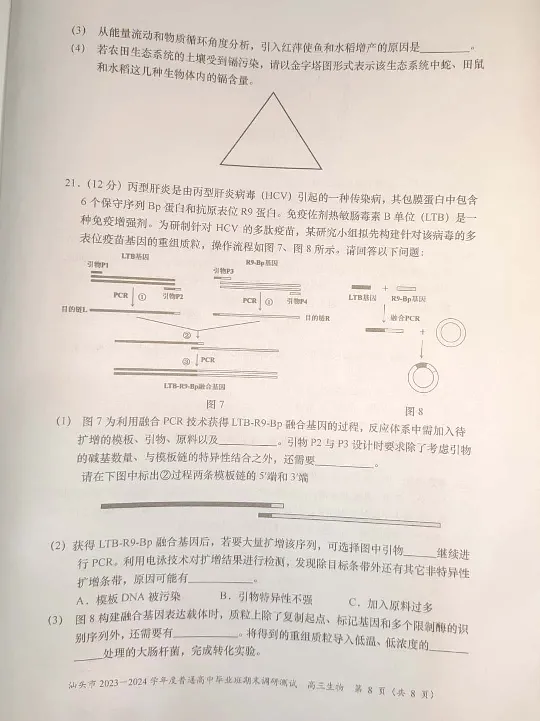 广东省汕头市2024届高三上学期期末考试生物_2024届广东省汕头市高三上学期期末考试
