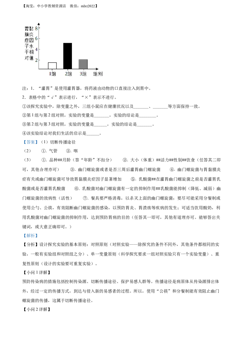 精品解析：2022年山西省太原市学业水平测试生物真题（解析版）_中考真题_8.生物中考真题2015-2024年_2022年全国中考生物114份14