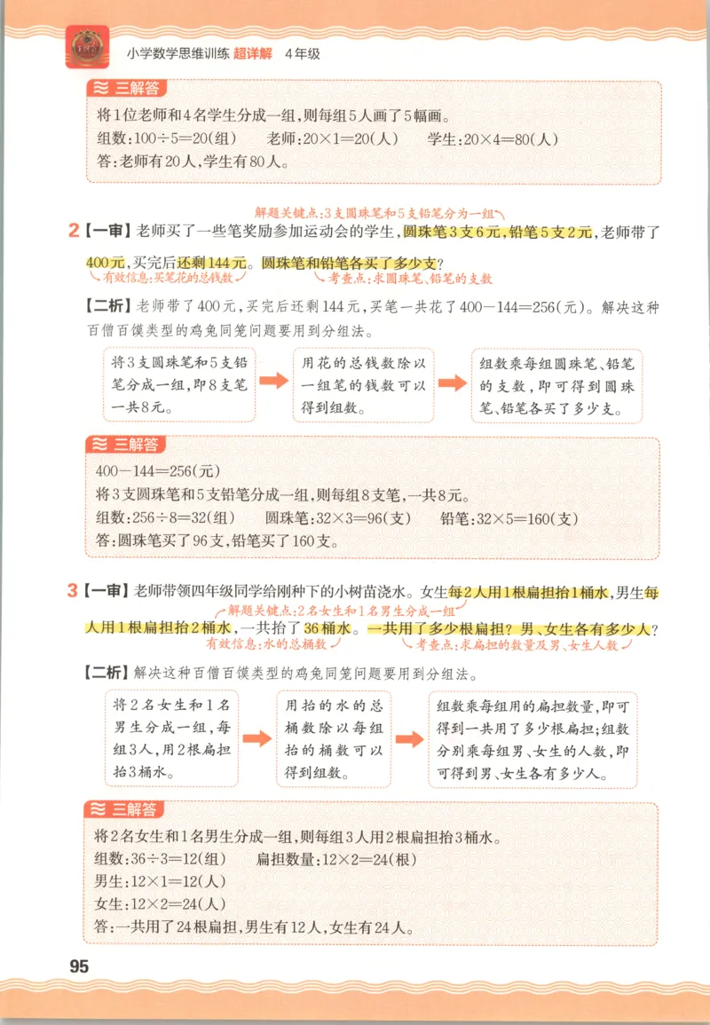 答案_25秋小学语数英习题试卷_数学_25秋《王朝霞数学思维训练超详解》1-6年级上_王朝霞数学思维训练超详解4