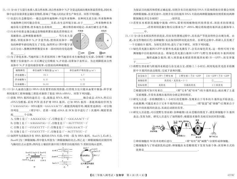 河北省邯郸市磁县第一中学2023-2024学年高三上学期八调考试生物_2024届河北省邯郸市磁县第一中学高三上学期八调考试_河北省邯郸市磁县第一中学2024届高三上学期八调考试生物
