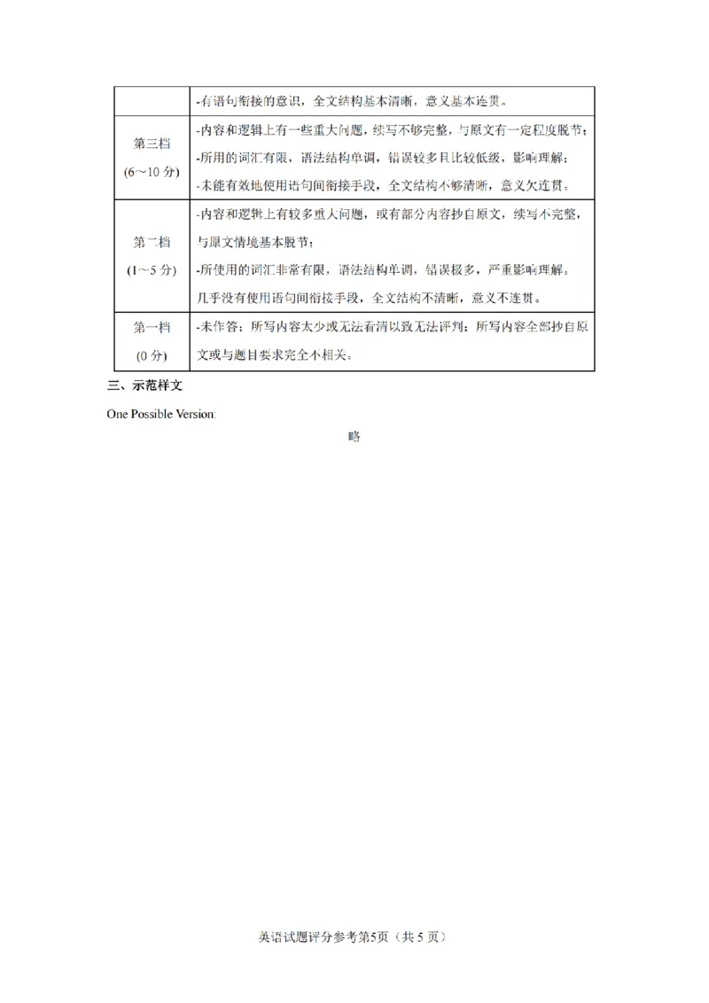 英语答案｜26届嘉兴一模_2025年12月_251206浙江省嘉兴市2025年12月高三教学测试（嘉兴一模）（全科）