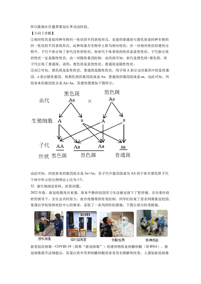 精品解析：2022年山东省临沂市中考生物真题（解析版）_中考真题_8.生物中考真题2015-2024年_地区卷_山东省_临沂生物08-22