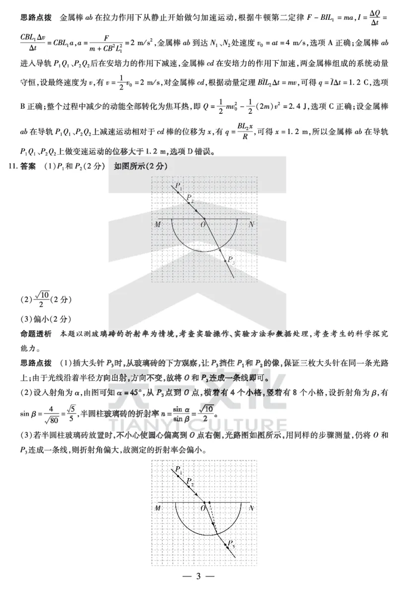 物理高二下期末答案_2025年7月_250705天一大联考&middot;河南省2024-2025学年（下）高二年级期末考试（全科）_7.2-3高二下期末答案