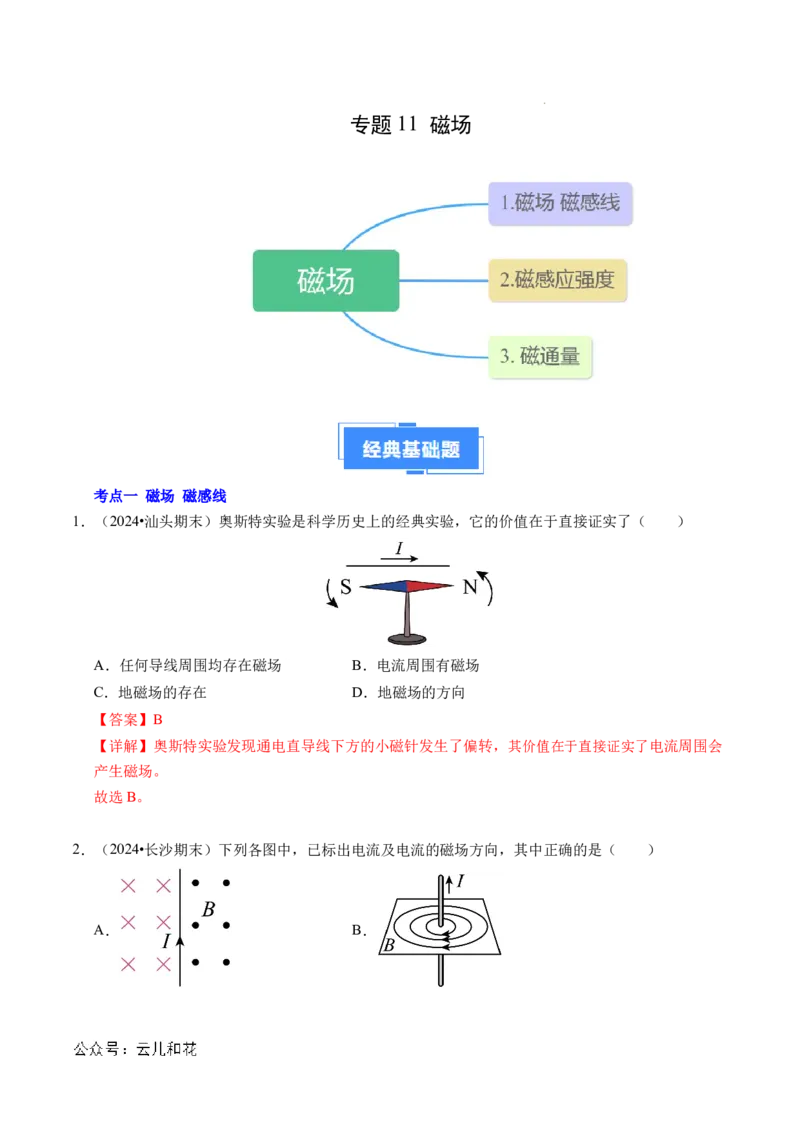 专题11磁场（新高考通用）（解析版）(1)_1多考区联考_0109好题汇编备战2024-2025学年高二物理上学期期末真题分类汇编（新高考通用）