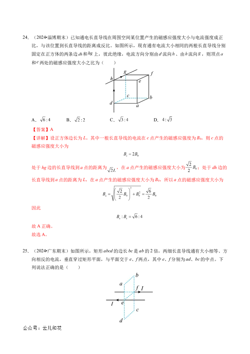 专题11磁场（新高考通用）（解析版）(1)_1多考区联考_0109好题汇编备战2024-2025学年高二物理上学期期末真题分类汇编（新高考通用）