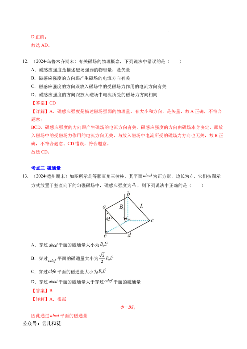 专题11磁场（新高考通用）（解析版）(1)_1多考区联考_0109好题汇编备战2024-2025学年高二物理上学期期末真题分类汇编（新高考通用）