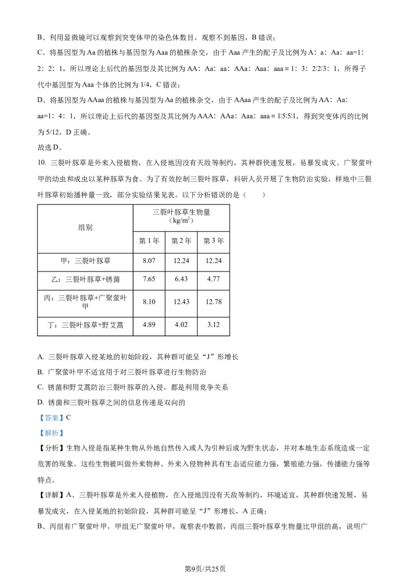 精品解析：山东省枣庄市2023-2024学年高三1月期末质量检测生物试题（解析版）_2024届山东省枣庄市高三上学期1月期末质量检测_山东省枣庄市2024届高三上学期1月期末质量检测生物