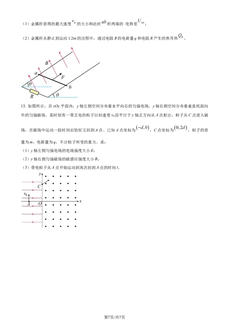 精品解析：天津市南开区2023-2024学年高三上学期阶段性质量检测物理试卷（二）（原卷版）_2024届天津市南开区高三上学期质量检测（二）