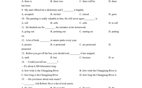 精品解析：2022年天津市中考英语真题（原卷版）_中考真题_3.英语中考真题2015-2024年_2022中考英语真题143份11