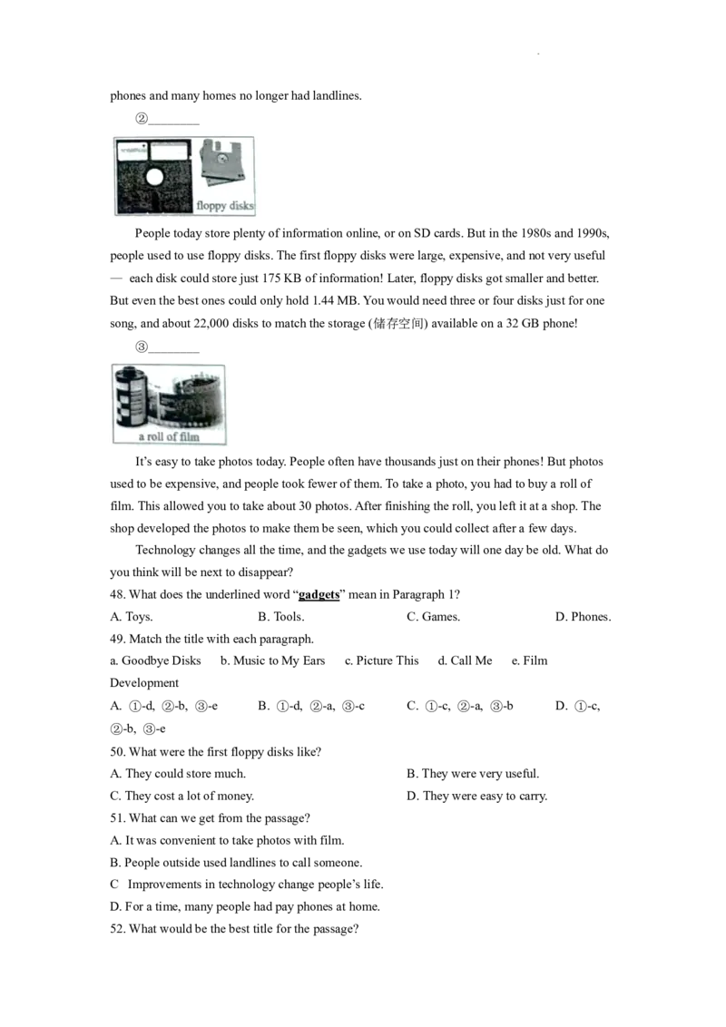 精品解析：2022年江西省中考英语真题（原卷版）_中考真题_3.英语中考真题2015-2024年_2022中考英语真题143份11