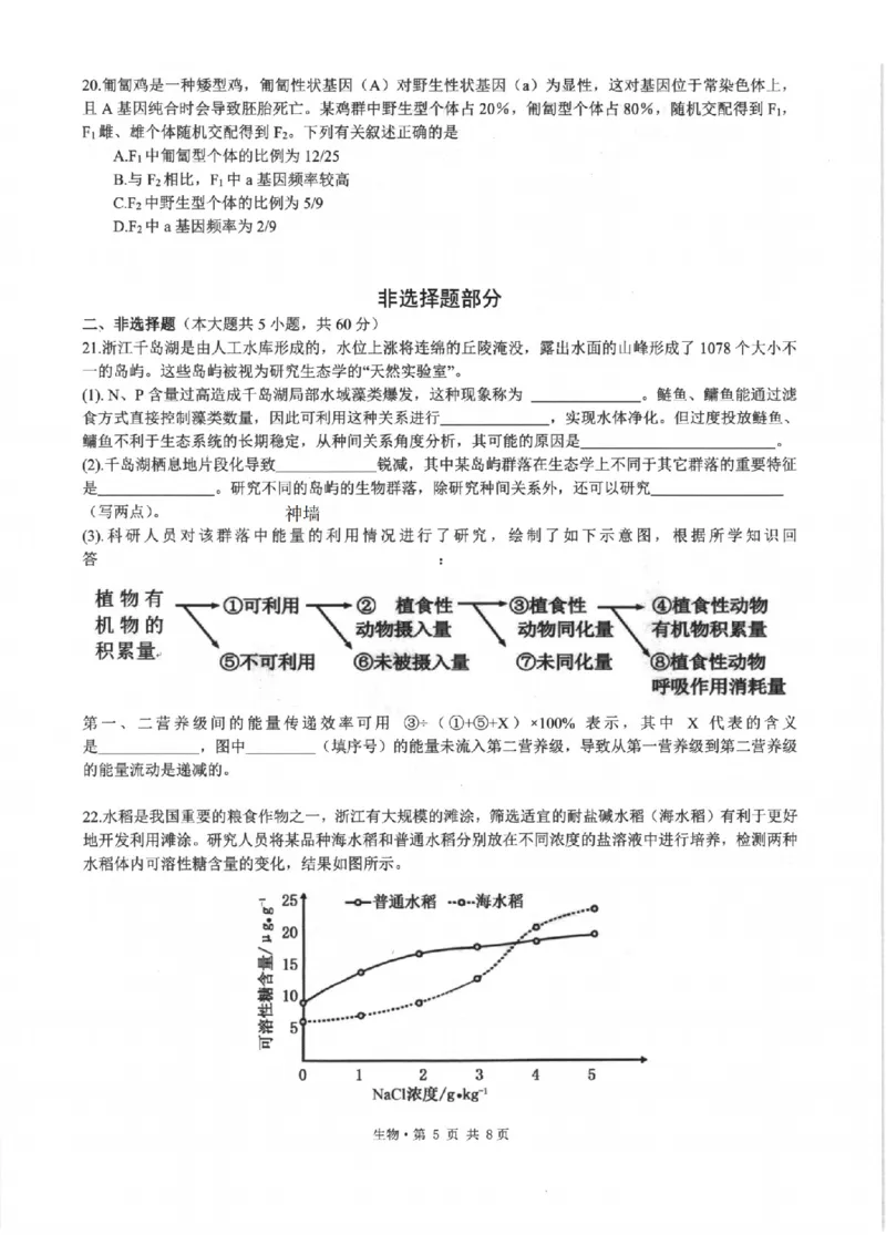 生物卷-2512浙江七校_2025年12月_2512232026年1月浙江省普通高校招生选考科目考试模拟卷(杭二温中绍一金一衢二等浙江七校)（全科）_浙江七校2025年12月高三联考生物