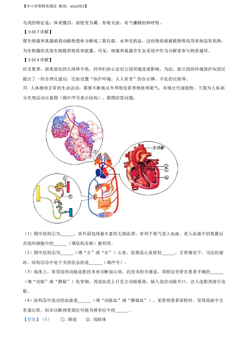 精品解析：2022年山东省日照市中考生物真题（解析版）_中考真题_8.生物中考真题2015-2024年_2022年全国中考生物114份14