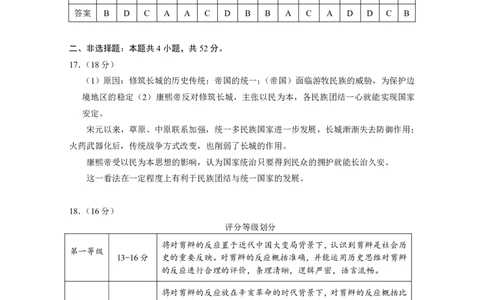 历史参考答案长沙市2024年新高考适应性考试_2024届湖南省长沙市高三上学期新高考适应性考试_2024届湖南省长沙市高三上学期新高考适应性考试历史