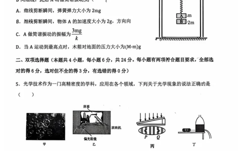 福建省福州福九联盟2024-2025学年高二下学期期末考试物理试题（含答案）_2025年7月_250730福建省福州市福九联盟2024-2025学年高二下学期7月期末考试_0823204624