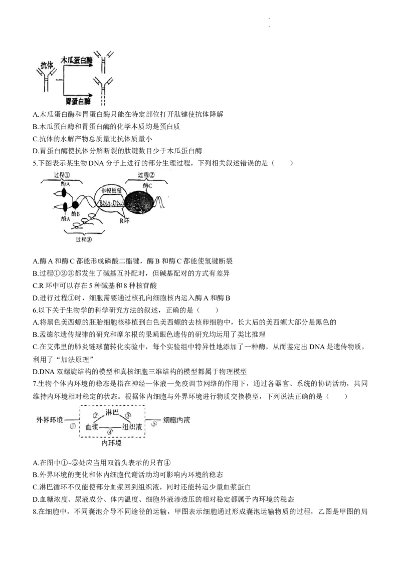 广东省潮州市2024届高三上学期期末考试生物_2024届广东省潮州市高三上学期期末考试