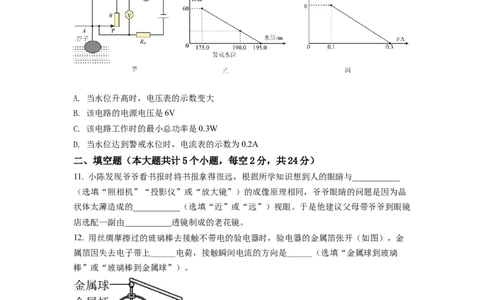 精品解析：2022年四川省遂宁市中考物理真题（原卷版）_中考真题_4.物理中考真题2015-2024年_2022中考物理真题128份14