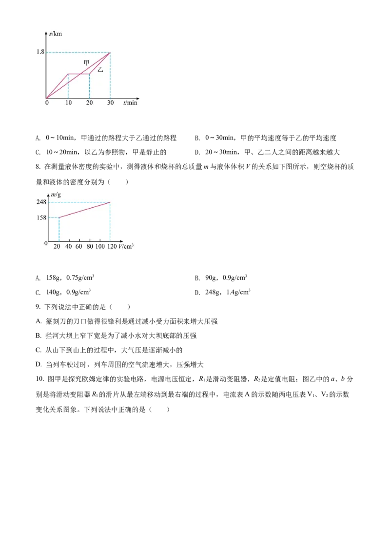 精品解析：2022年黑龙江省绥化市中考物理试题（原卷版）_中考真题_4.物理中考真题2015-2024年_2022中考物理真题128份14