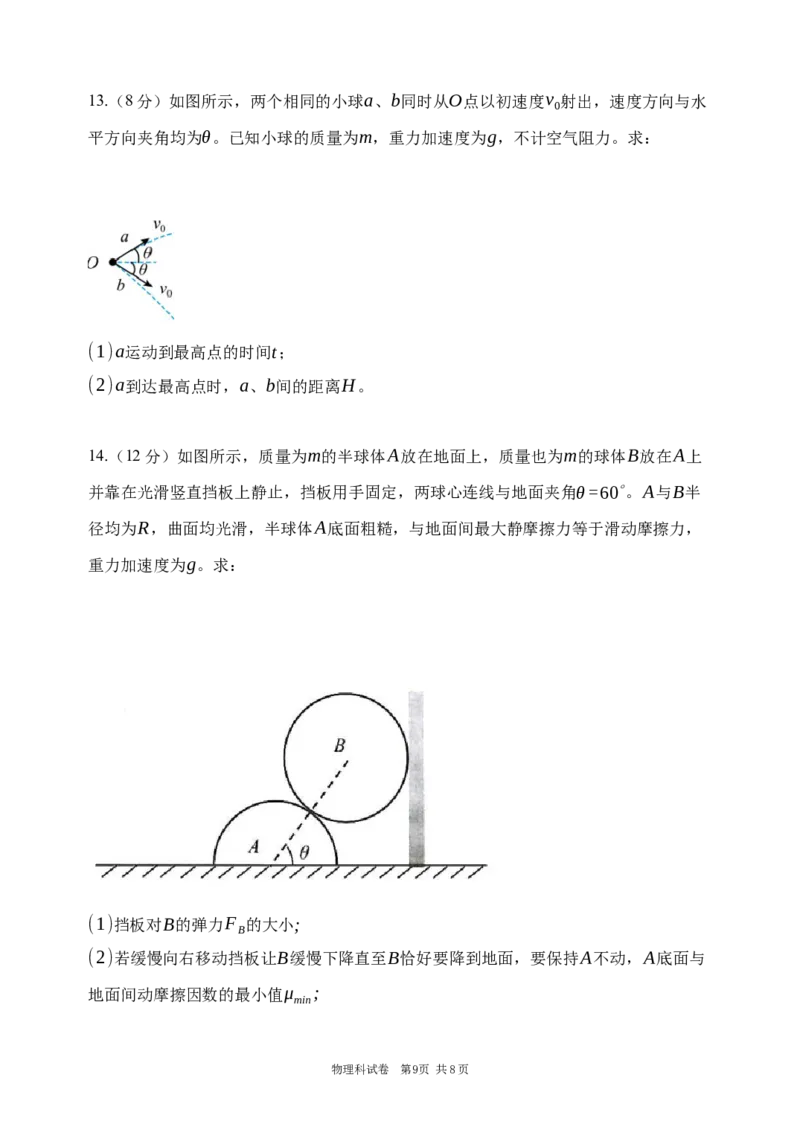 第三次模拟考试物理科试卷_2025年12月_251204辽宁省沈阳市东北育才学校2026届高三上学期第三次模拟考试_物理