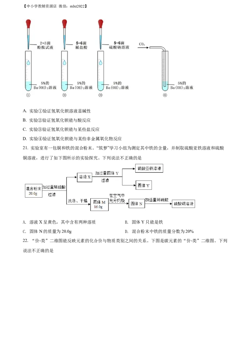 精品解析：2022年山东省青岛市中考化学真题（原卷版）_中考真题_5.化学中考真题2015-2024年_2022年中考化学真题（127份）14