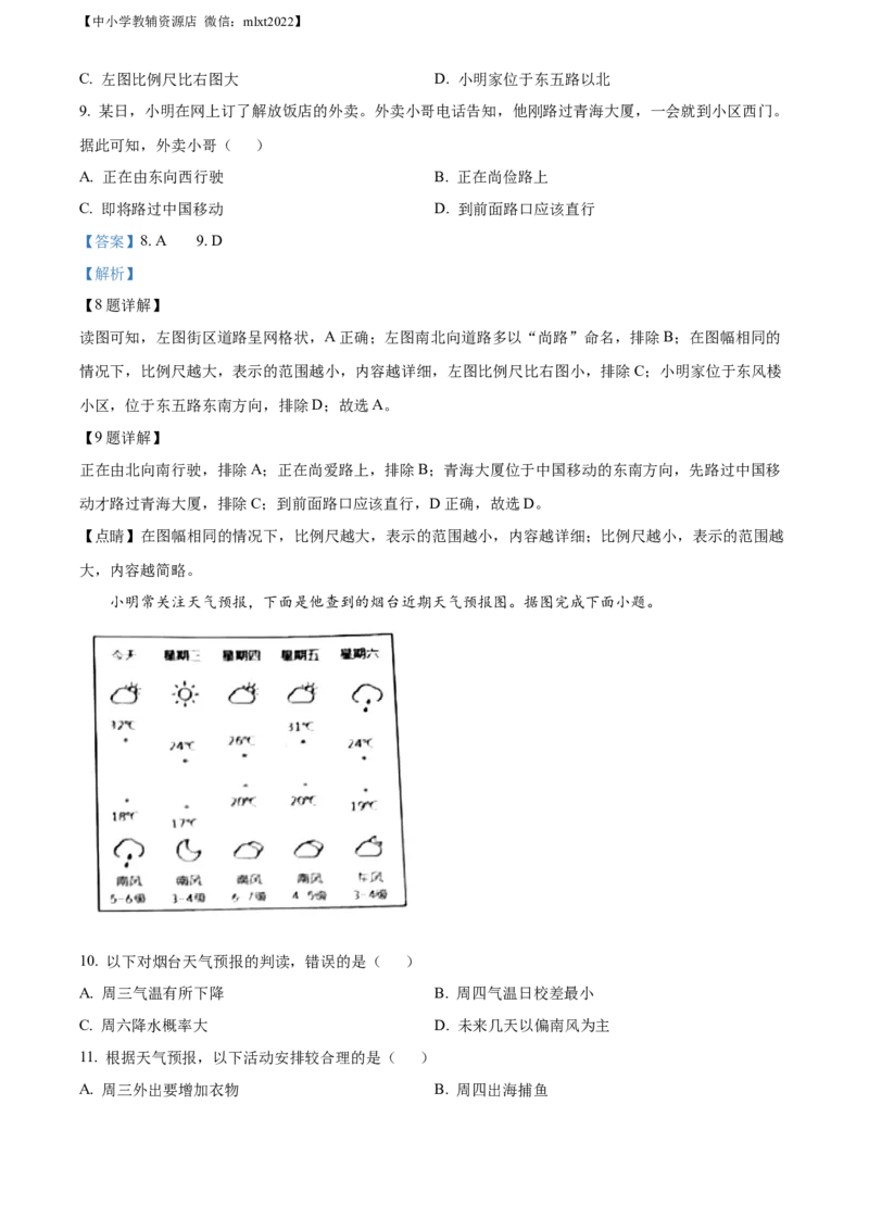 精品解析：2022年山东省烟台市中考地理真题（解析版）_中考真题_9.地理中考真题2015-2024年_2022中考地理真题98份18
