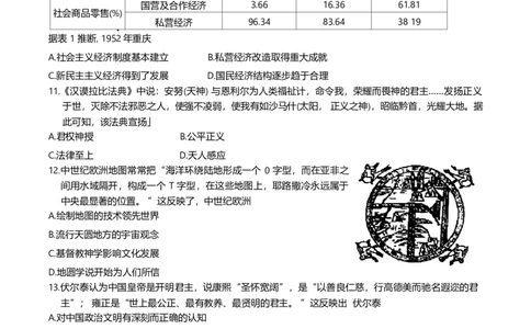 历史试卷_2024届重庆主城区高学业质量调研抽测(第一次)_重庆主城区高2024届学业质量调研抽测（第一次）历史