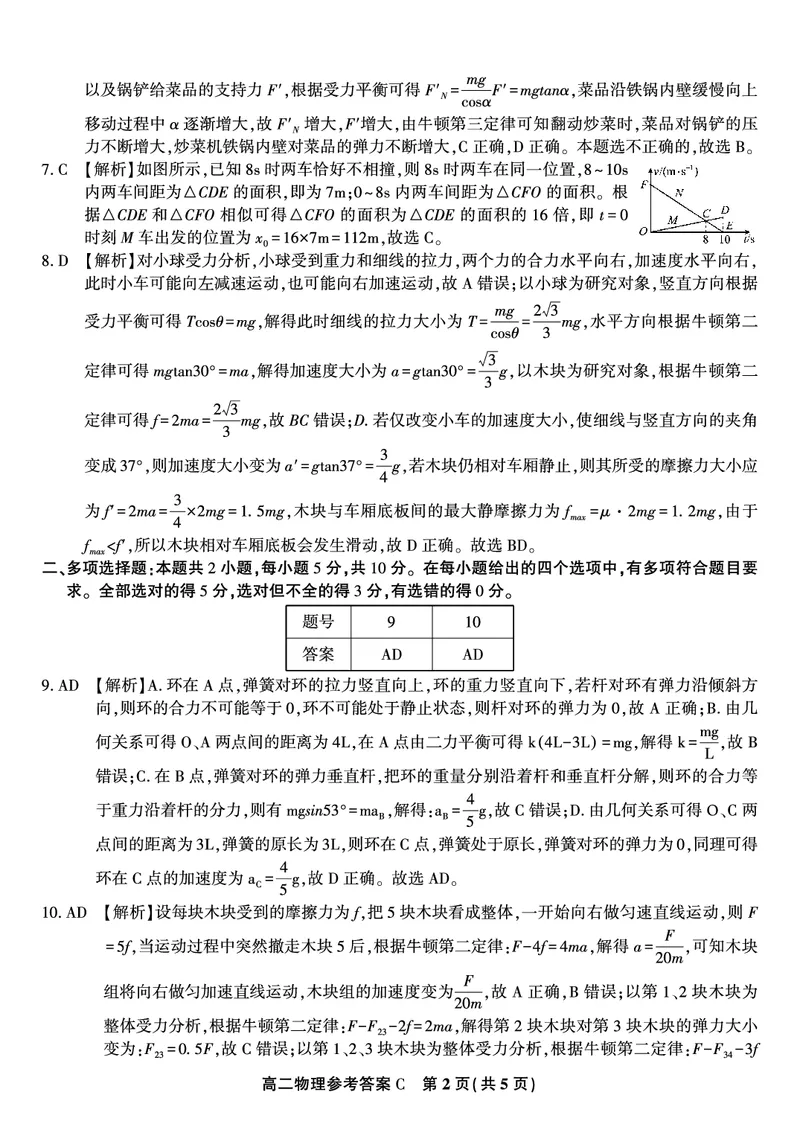 物理答案C&middot;2025年7月高二期末联考_2025年7月_250705安徽省金榜教育2024-2025学年高二下学期期末考试（全科）_答案PDF