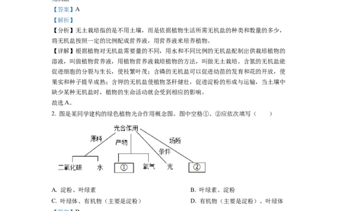 精品解析：2022年江苏省连云港市中考生物真题（解析版）_中考真题_8.生物中考真题2015-2024年_2022年全国中考生物114份14