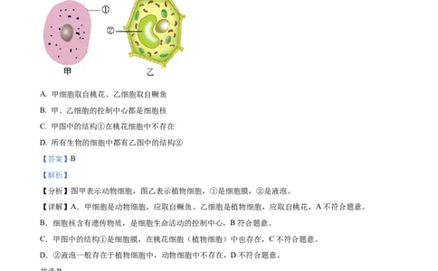 精品解析：2023年新疆维吾尔自治区新疆生产建设兵团中考生物真题（解析版）(1)_中考真题_8.生物中考真题2015-2024年_2023年全国中考生物7.20