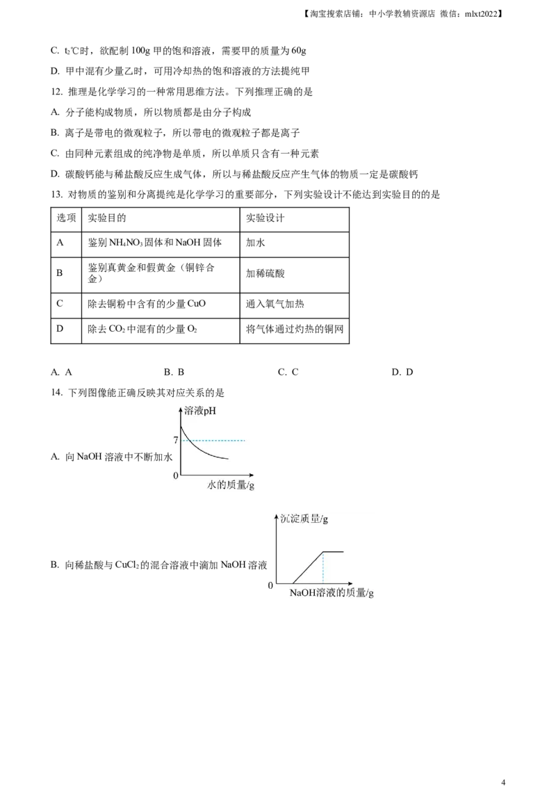 精品解析：2023年湖南省岳阳市中考化学真题（原卷版）_中考真题_5.化学中考真题2015-2024年_2023年中考化学真题7.20_精品解析：2023年湖南省岳阳市中考化学真题