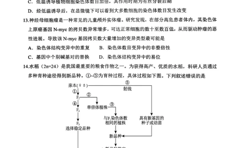 高2026届高三第一学期期中考试生物_251109重庆九龙坡高2026届高三第一学期期中考试（全科）