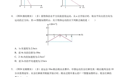 专题02匀变速直线运动的基本关系式（新高考通用）（原卷版）_1多考区联考试卷_0108好题汇编备战2024-2025学年高一物理上学期期末真题分类汇编（新高考通用）