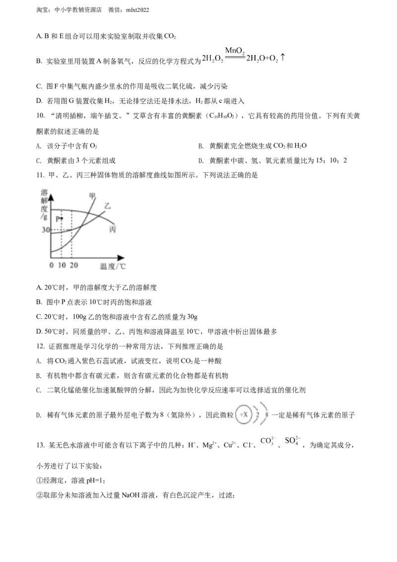 精品解析：2022年四川省眉州市中考化学真题（原卷版）_中考真题_5.化学中考真题2015-2024年_2022年中考化学真题（127份）14