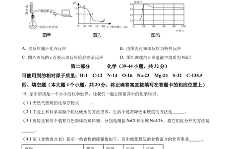 精品解析：2022年四川省眉州市中考化学真题（原卷版）_中考真题_5.化学中考真题2015-2024年_2022年中考化学真题（127份）14