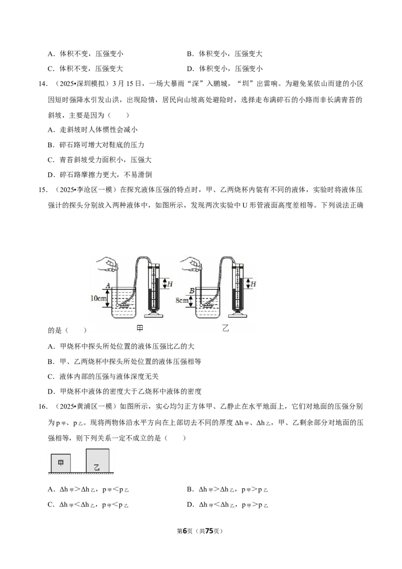 2026年中考物理常考考点专题之压强_162026年中考七科常考考点专题资料_004中考物理常考考点专题