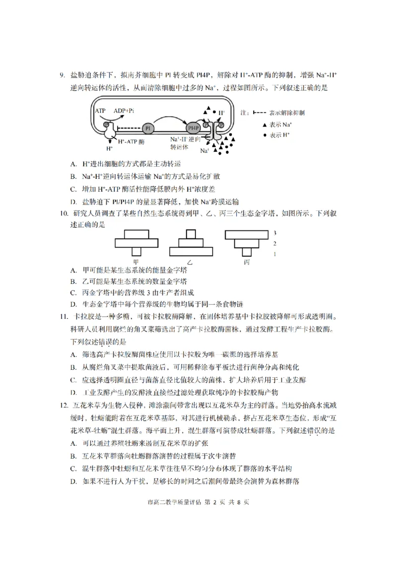 生物卷-2506台州高二期末_2025年6月_250628浙江台州市2024-2025学年高二下学期6月期末（全科）