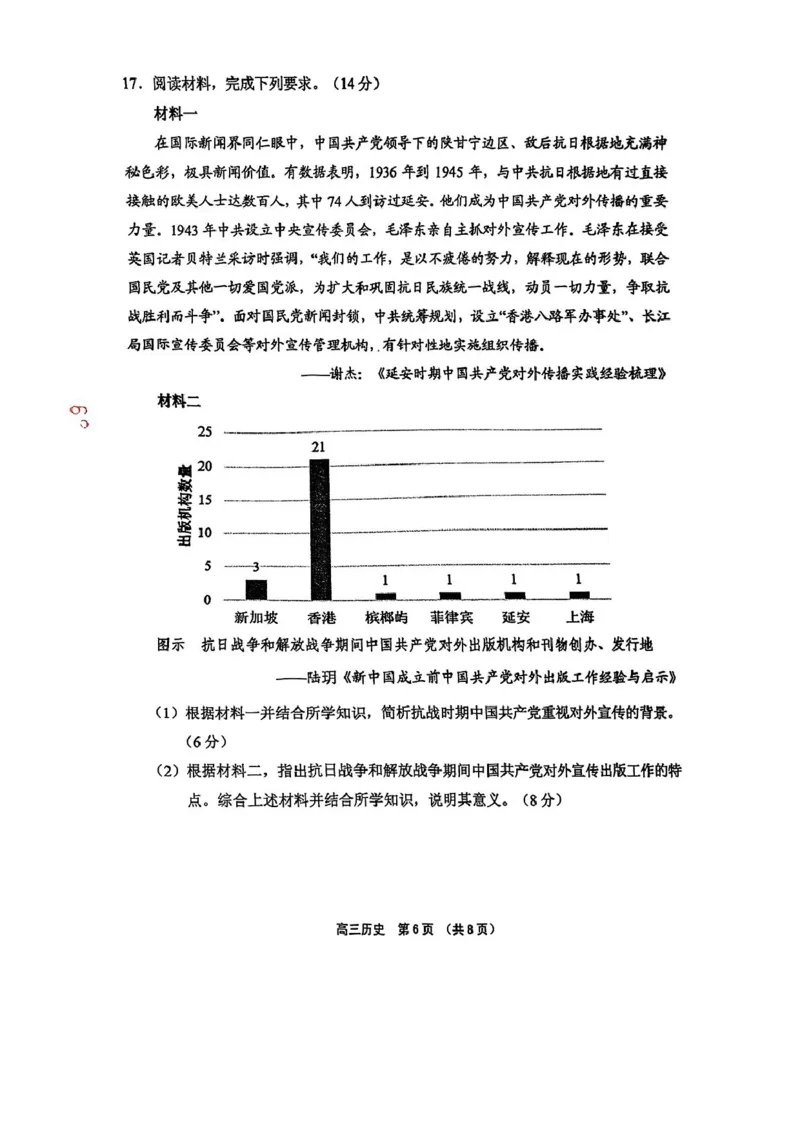 2025届海南省海南中学、海口市第一中学、文昌中学、嘉积中学四校高三下学期模拟联考历史试卷（PDF版，含答案）_2025年4月