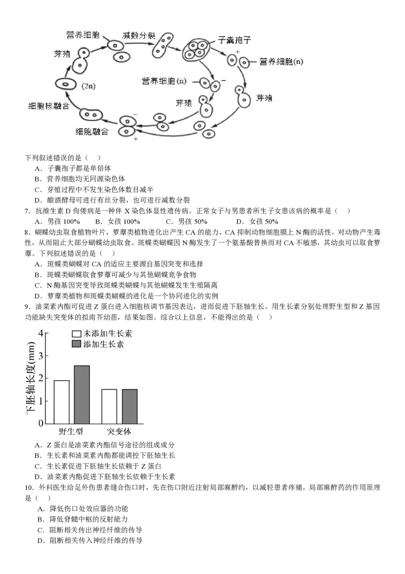 北京生物-试题_1.高考2025全国各省真题+答案_00.2025各省市高考真题及答案（按省份分类）_1、北京卷（9科全）_9.生物