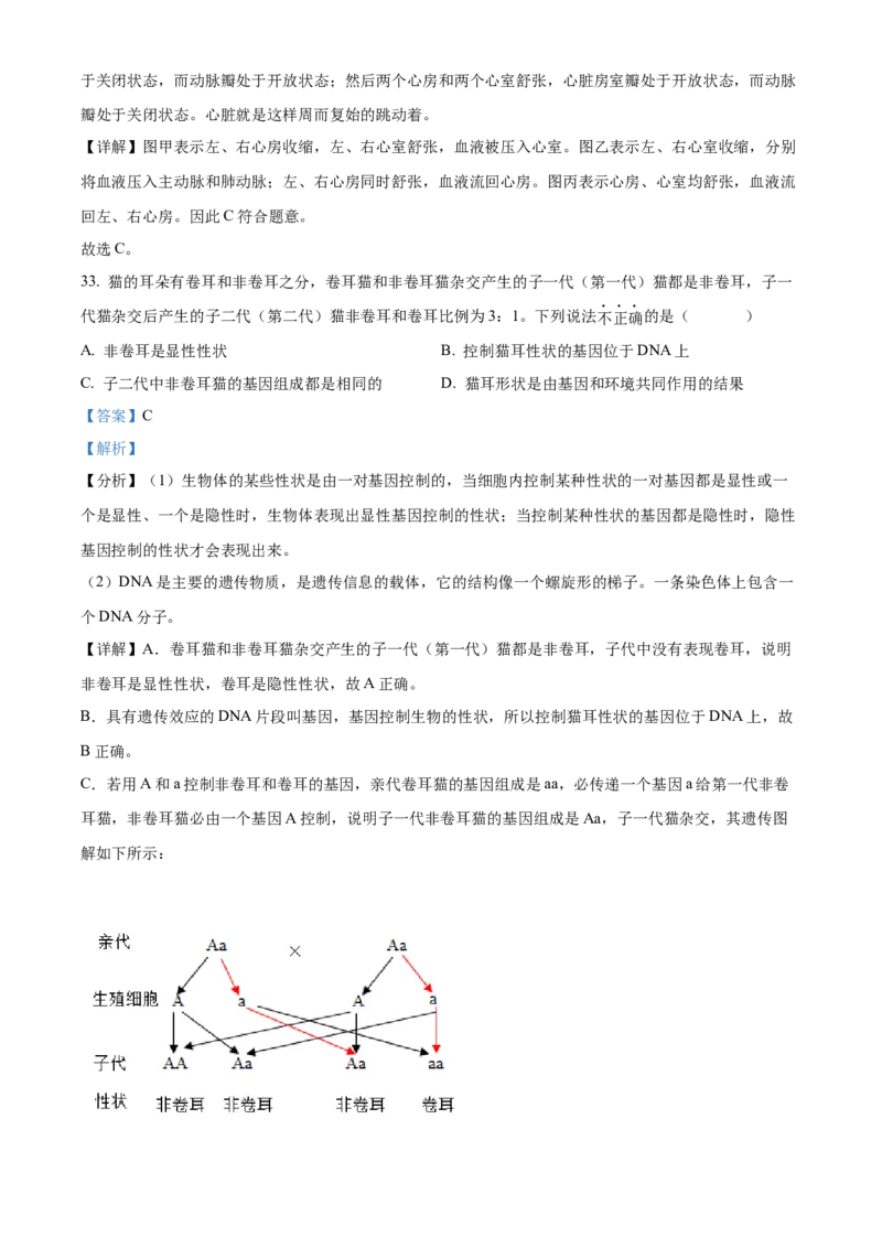 精品解析：2022年海南省中考生物真题（解析版）_中考真题_8.生物中考真题2015-2024年_2022年全国中考生物114份14