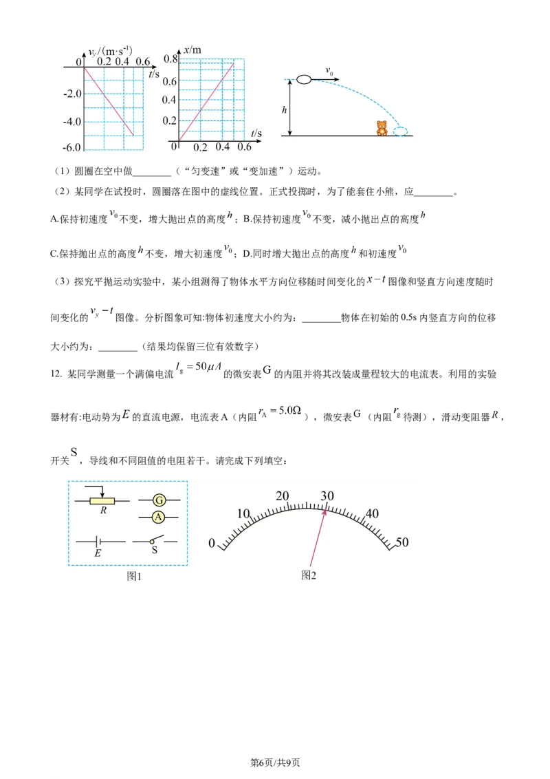 精品解析：湖北省武汉市江岸区2023-2024学年高三上学期元月调考（期末）物理试题（原卷版）_2024届湖北省武汉市江岸区高三上学期元月调考