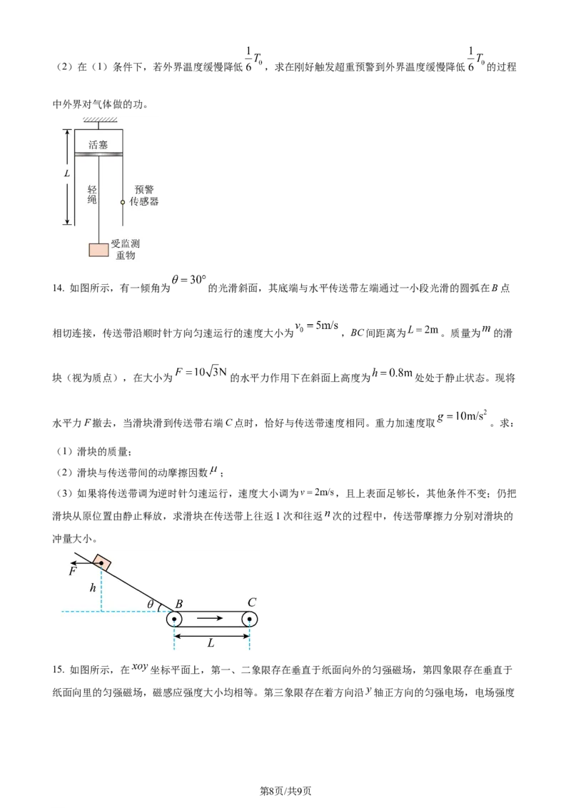 精品解析：湖北省武汉市江岸区2023-2024学年高三上学期元月调考（期末）物理试题（原卷版）_2024届湖北省武汉市江岸区高三上学期元月调考