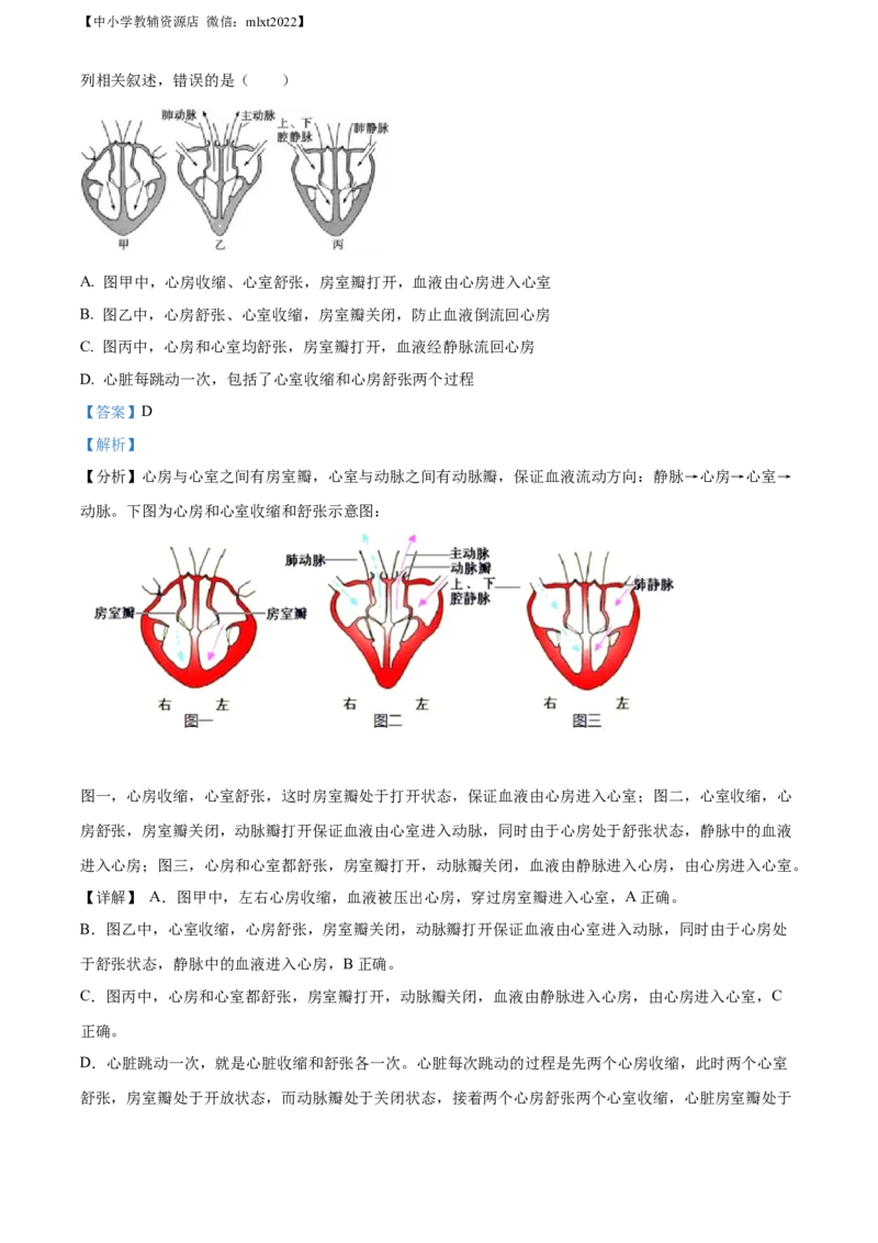 精品解析：2022年山东省东营市中考生物真题（解析版）_中考真题_8.生物中考真题2015-2024年_2022年全国中考生物114份14