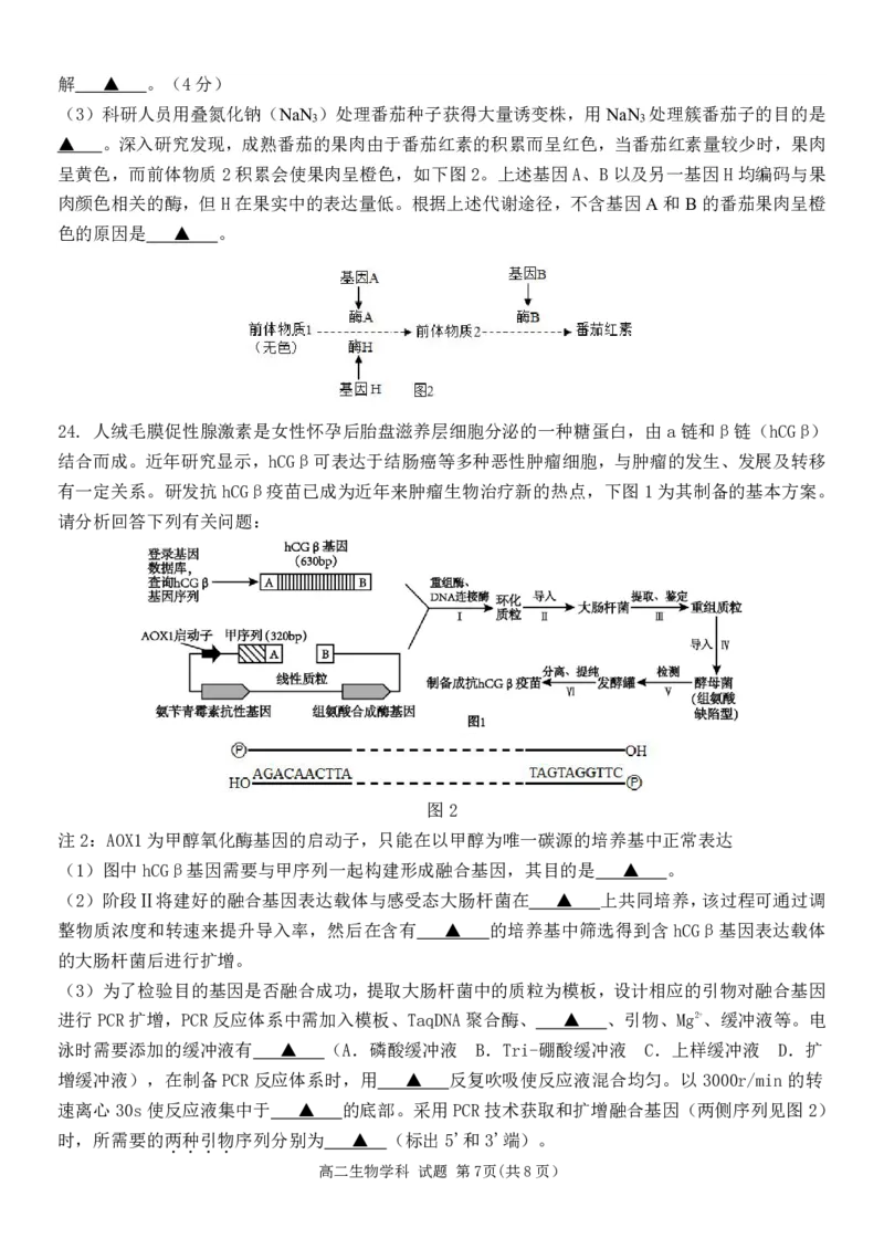生物试题｜2506新力量联盟期末联考_2025年6月_250626浙江省温州市新力量2024-2025学年高二下学期6月期末（全科）_浙江省温州市新力量联盟2024-2025学年高二下学期6月期末生物