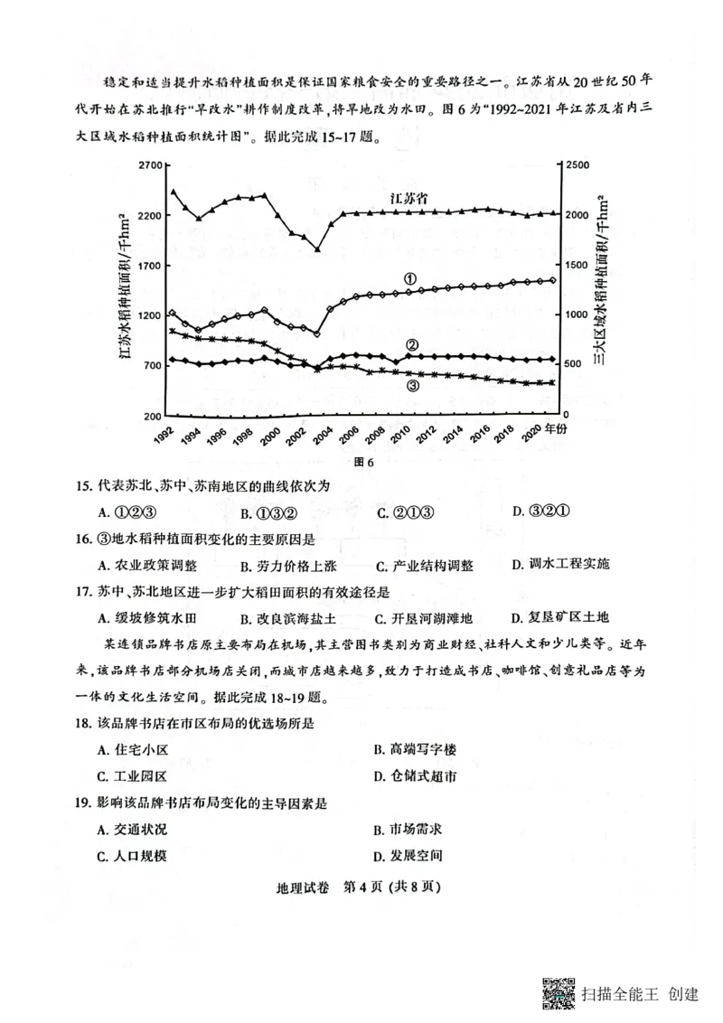江苏省南通市2024届高三第一次调研测试地理试题_2024届江苏省南通市高三第一次调研测试（南通一模）_江苏省南通市2024届高三第一次调研测试（南通一模）地理