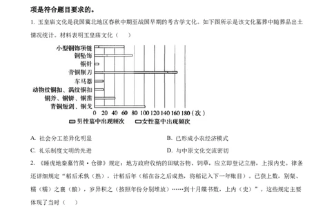 精品解析：重庆市西南大学附属中学校2025-2026学年高三上学期12月月考历史试卷（原卷版）_2025年12月_251214重庆市西南大学附属中学校2025-2026学年高三上学期12月月考