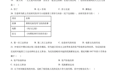 精品解析：2023年湖南省邵阳市中考历史真题（原卷版）_中考真题_6.历史中考真题2015-2024年_2023中考历史真题7.20_精品解析：2023年湖南省邵阳市中考历史真题