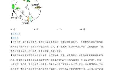精品解析：2022年安徽省中考生物真题（解析版）_中考真题_8.生物中考真题2015-2024年_2022年全国中考生物114份14