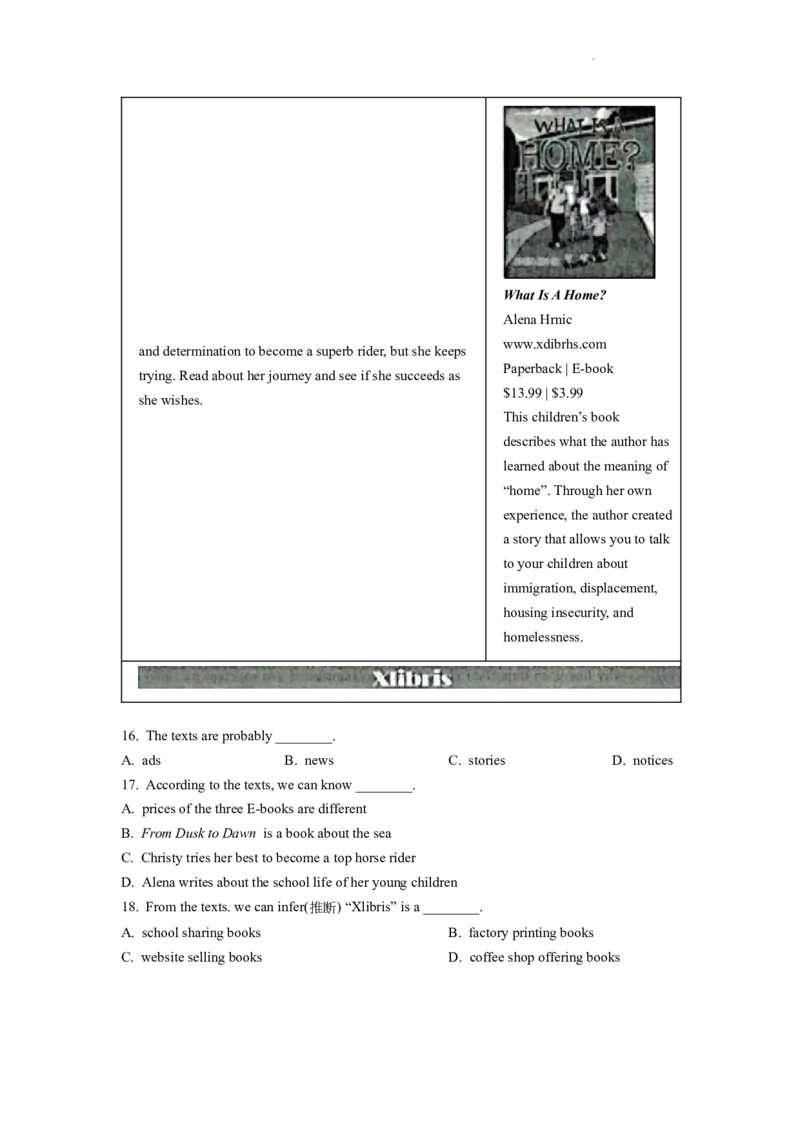 精品解析：2022年浙江省丽水市中考英语真题（原卷版）_中考真题_3.英语中考真题2015-2024年_2022中考英语真题143份11
