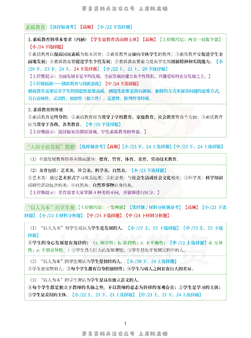 考前页纸中小学综合素质_4-教培资料-26年最新资料-同步更新_科一科二电子资料合集中小幼（笔记真题知识点汇总等）文件多，按需保存_各机构笔记合集（中小幼）推荐_小学