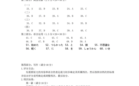 高二日语试卷答案及听力原文(终稿)_2025年7月_250715湖北省襄阳市2025年7月高二期末统一调研测试（全科）_日语